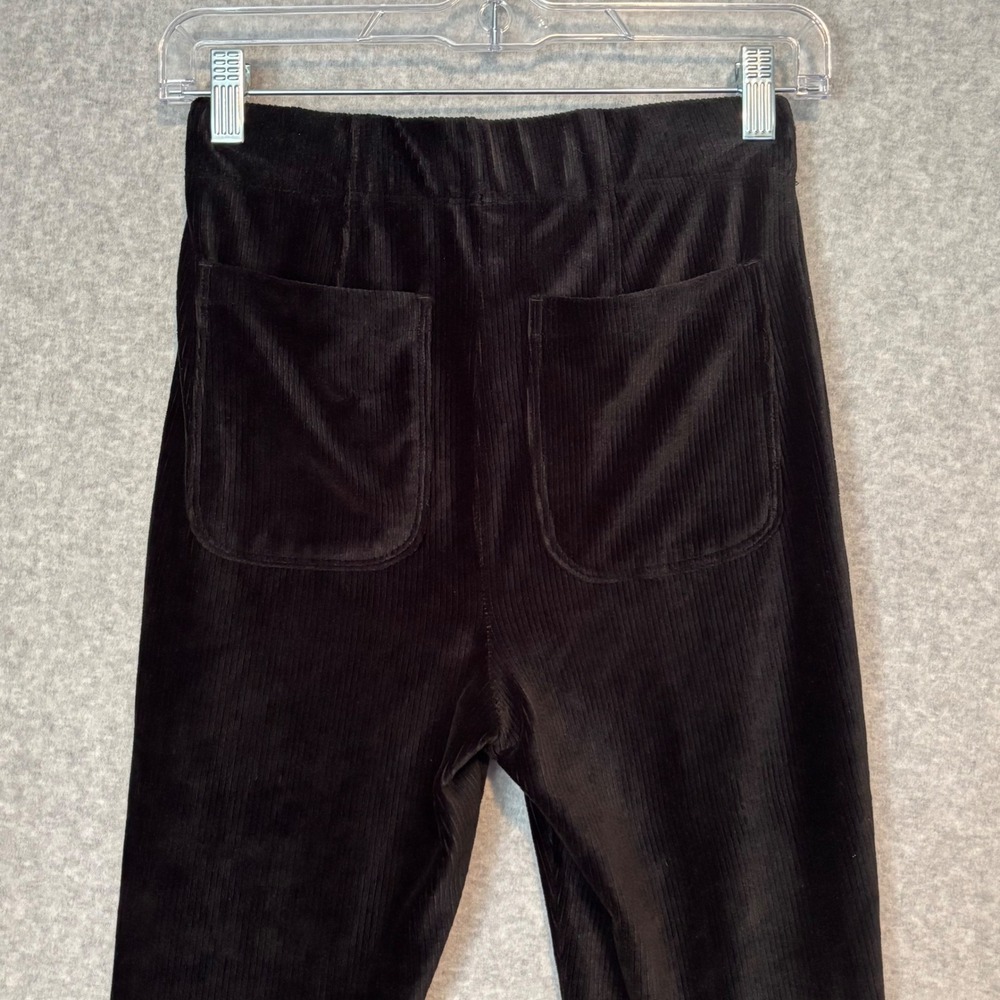 Kohl's Black Luxe Corduroy Women's XS Ribbed Stretch Pants‎ Flare Bell Bottom - Picture 4 of 10